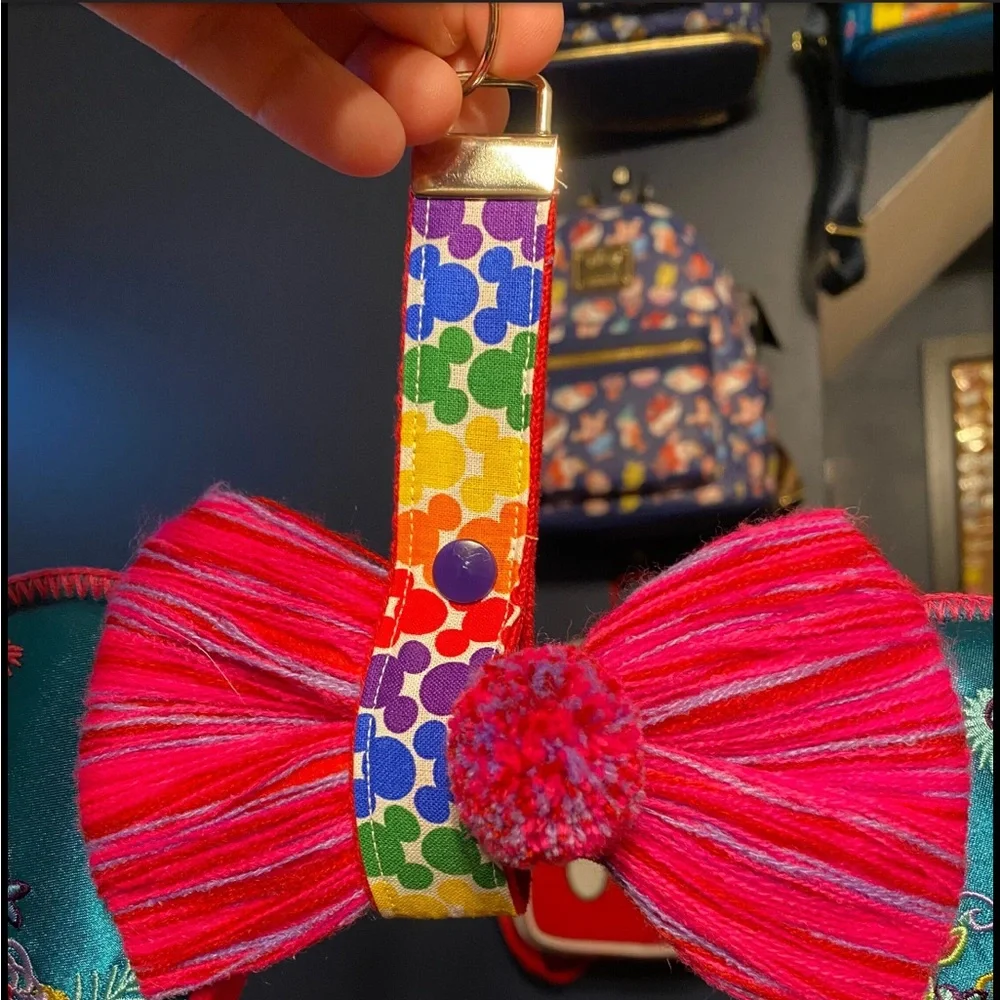 Handmade Minnie ears holder keychain in pride Mickey Mouse design